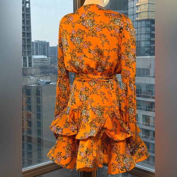 🆕 BRONX & BANCO 🧿NWOT Hanna Floral Tiered Ruffle Mini Dress, Marigold Sz S US4 - Picture 8 of 14